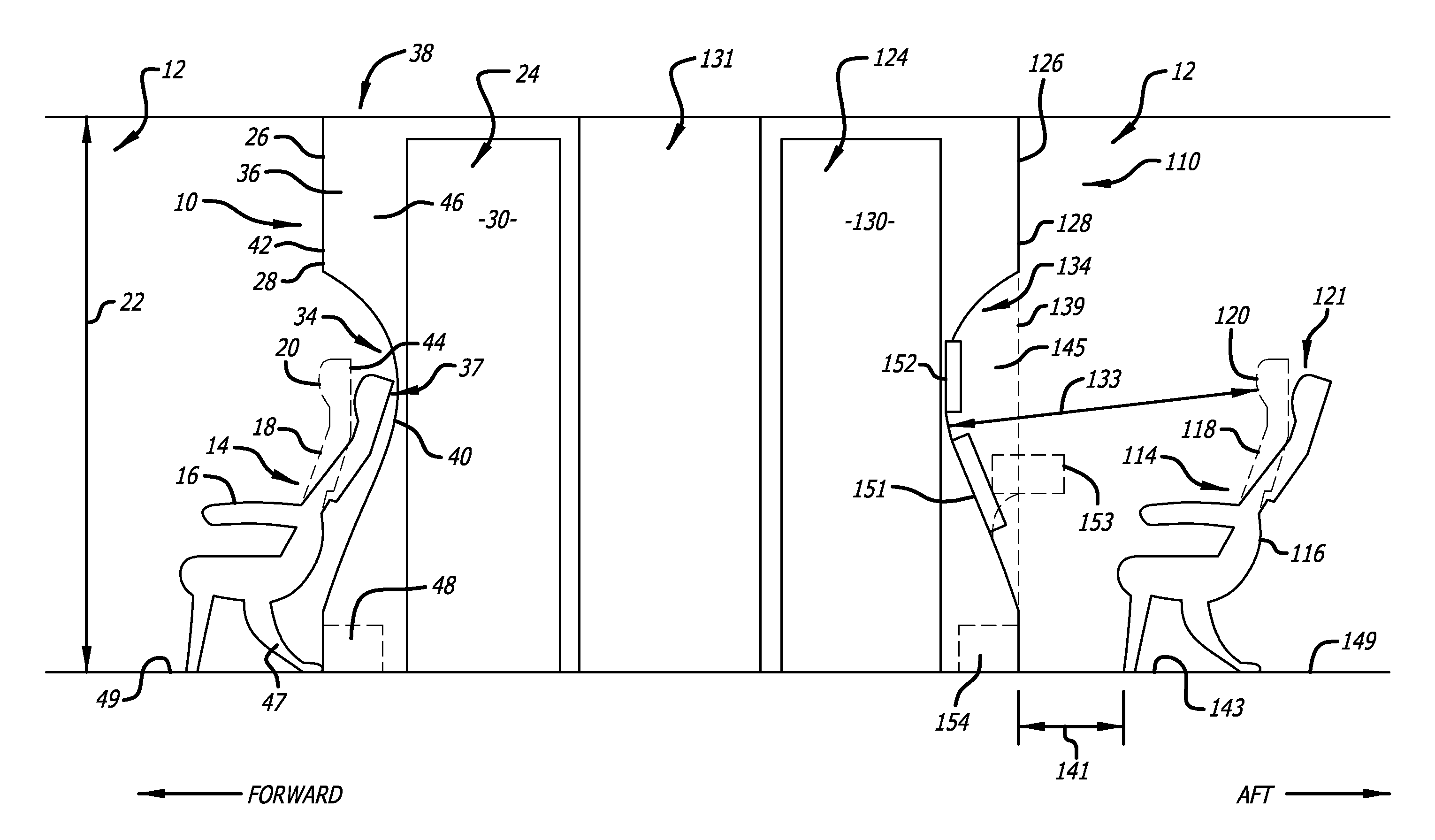 Space efficient lavatory module for commercial aircraft