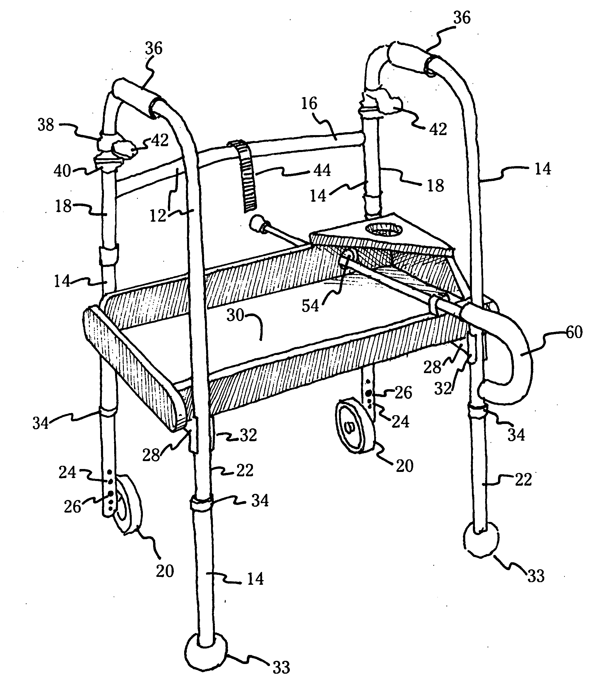 Walker with removable combined utility tray and seat