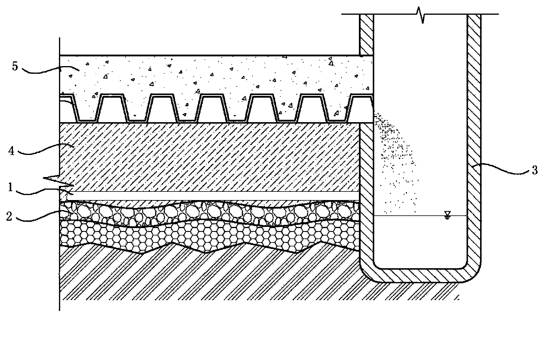 Bottom plate waterproofing system of foundation of building