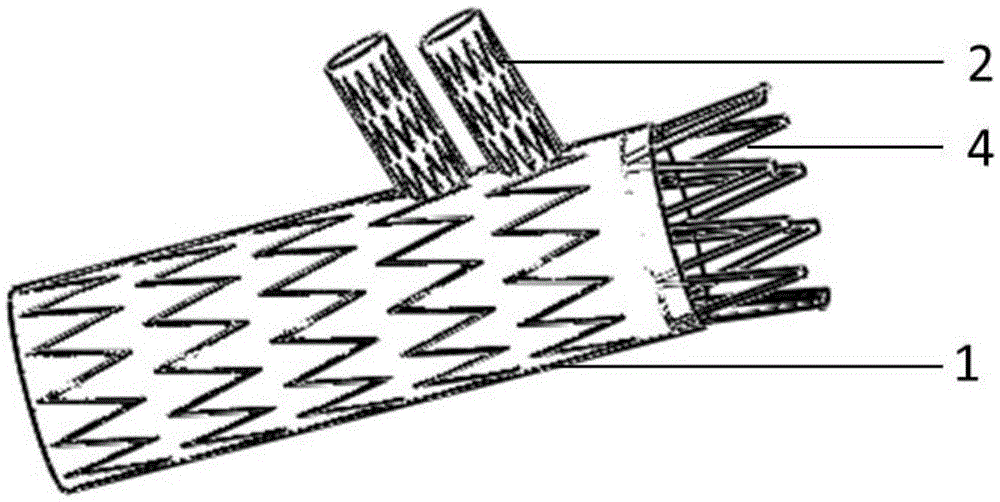 Integrated coated branched vascular stent and conveying system thereof