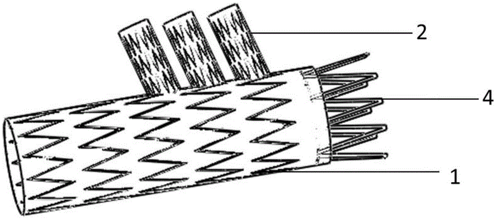 Integrated coated branched vascular stent and conveying system thereof