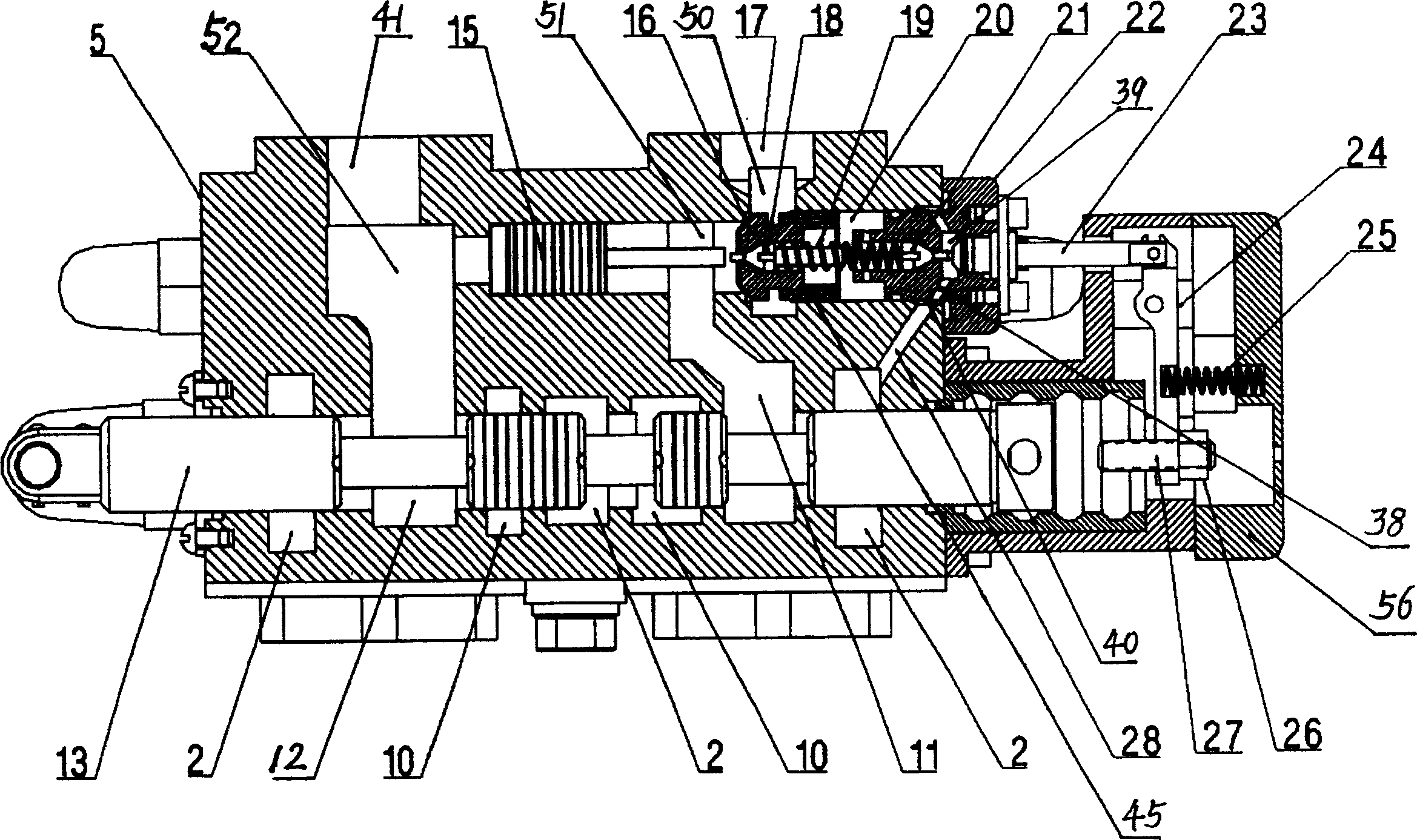 Integrated manual multiple directional control valve for lader