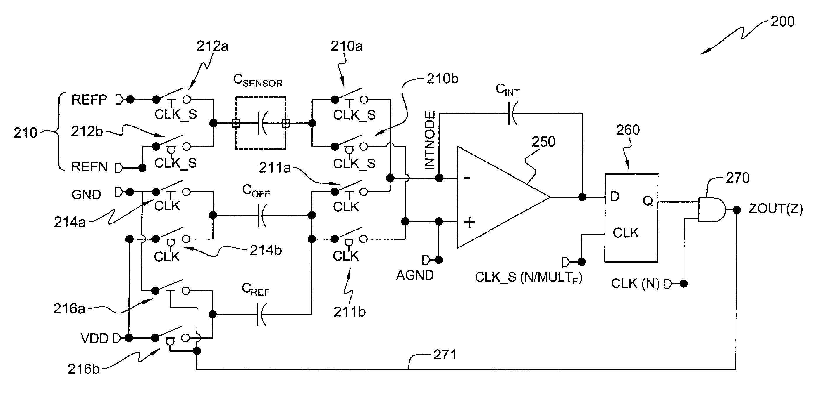 Wide range charge balancing capacitive-to-digital converter