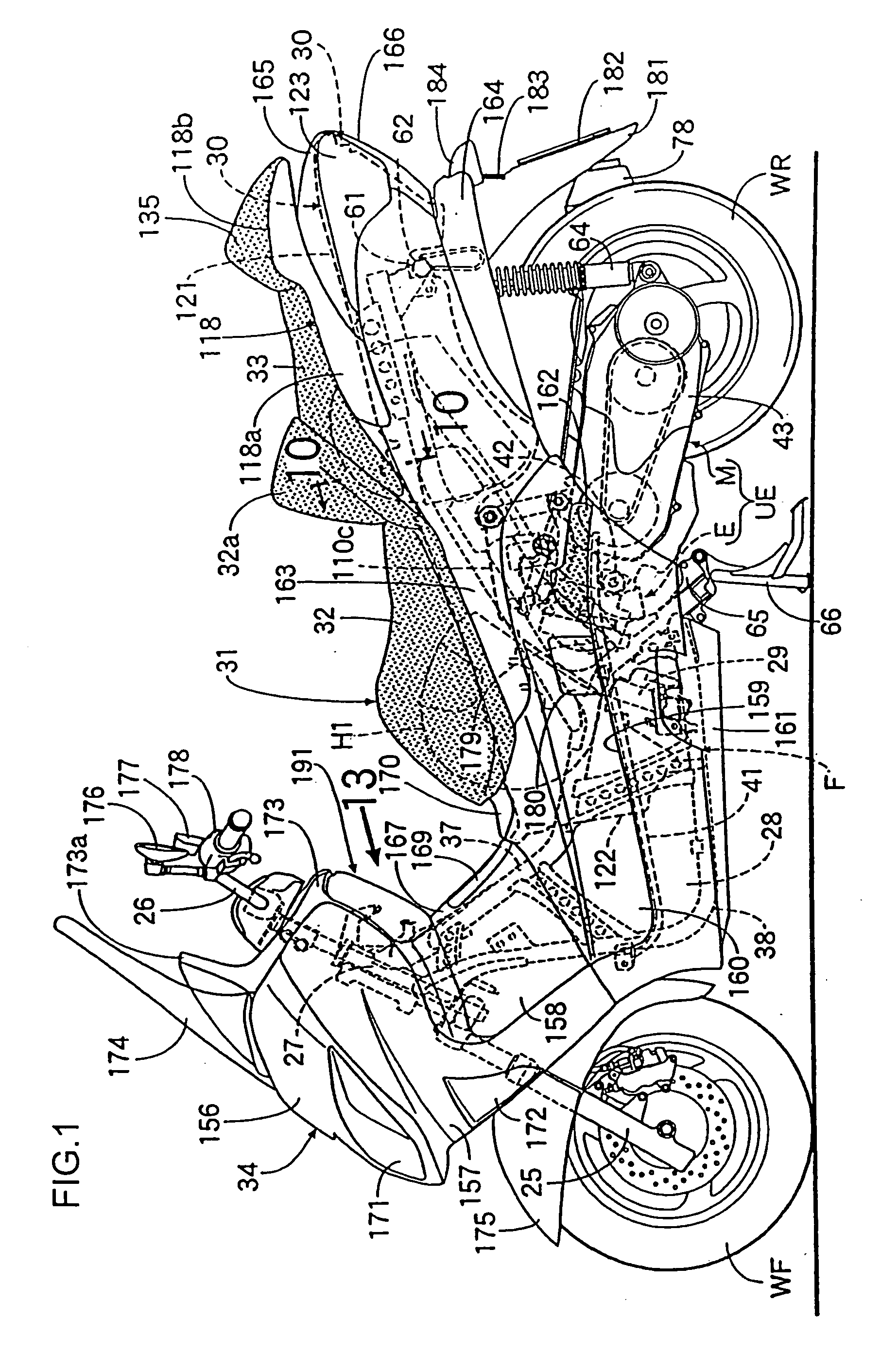 Luggage storage device for a motorcycle