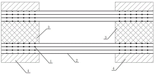 Biaxial tension-shear test part with matrix fiber bundle and preparation method thereof