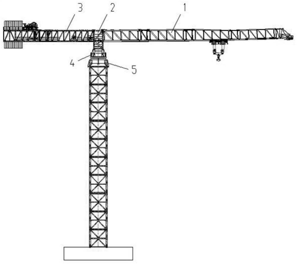 Tower crane upper structure and flat-top tower crane