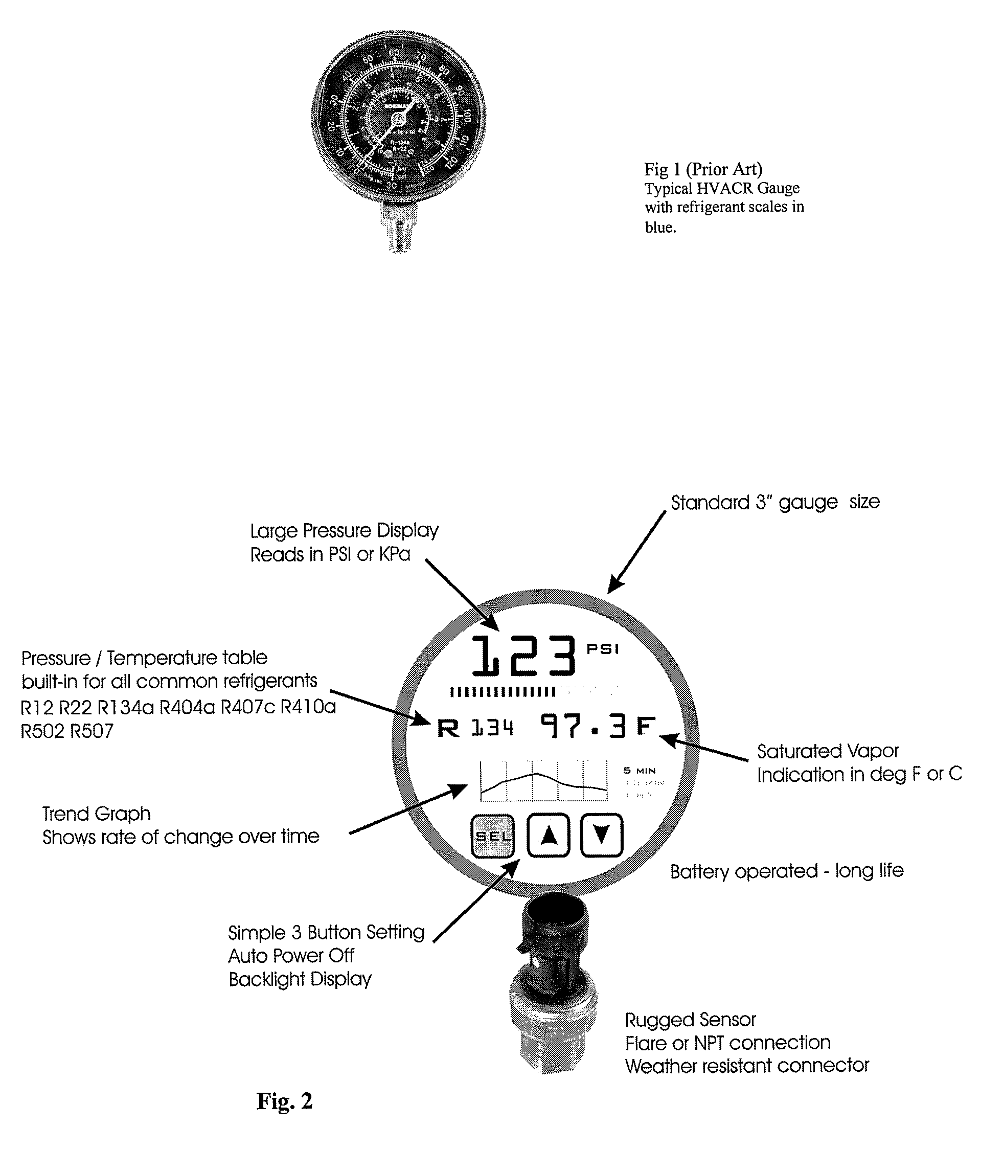 Heating and air conditioning service gauge