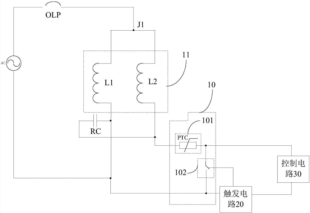 Starting control circuit of single-phase alternating-current motor, compressor system, and refrigeration equipment