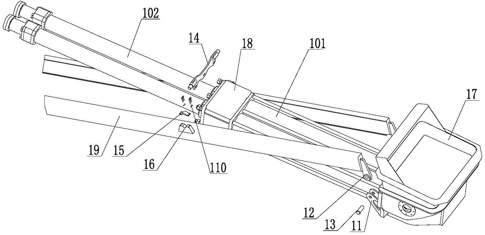 Vibration-absorbing connection structure and concrete pump truck for concrete central pumping system