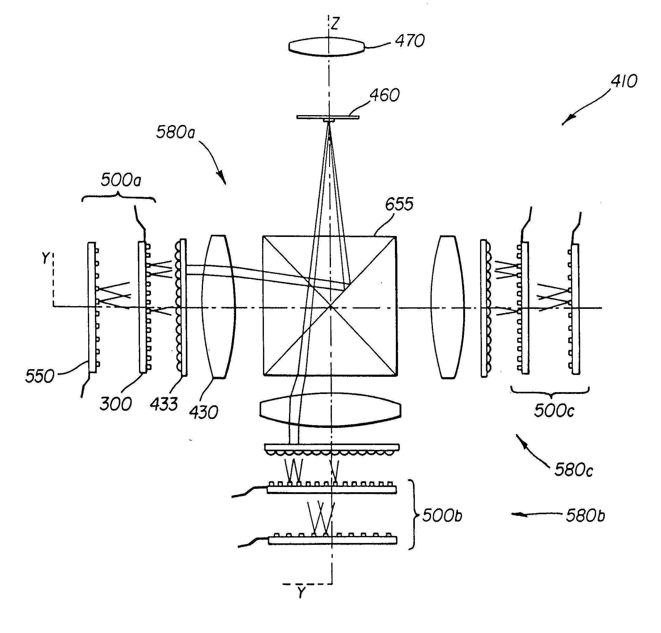 Multi-spectral laser array and optical system