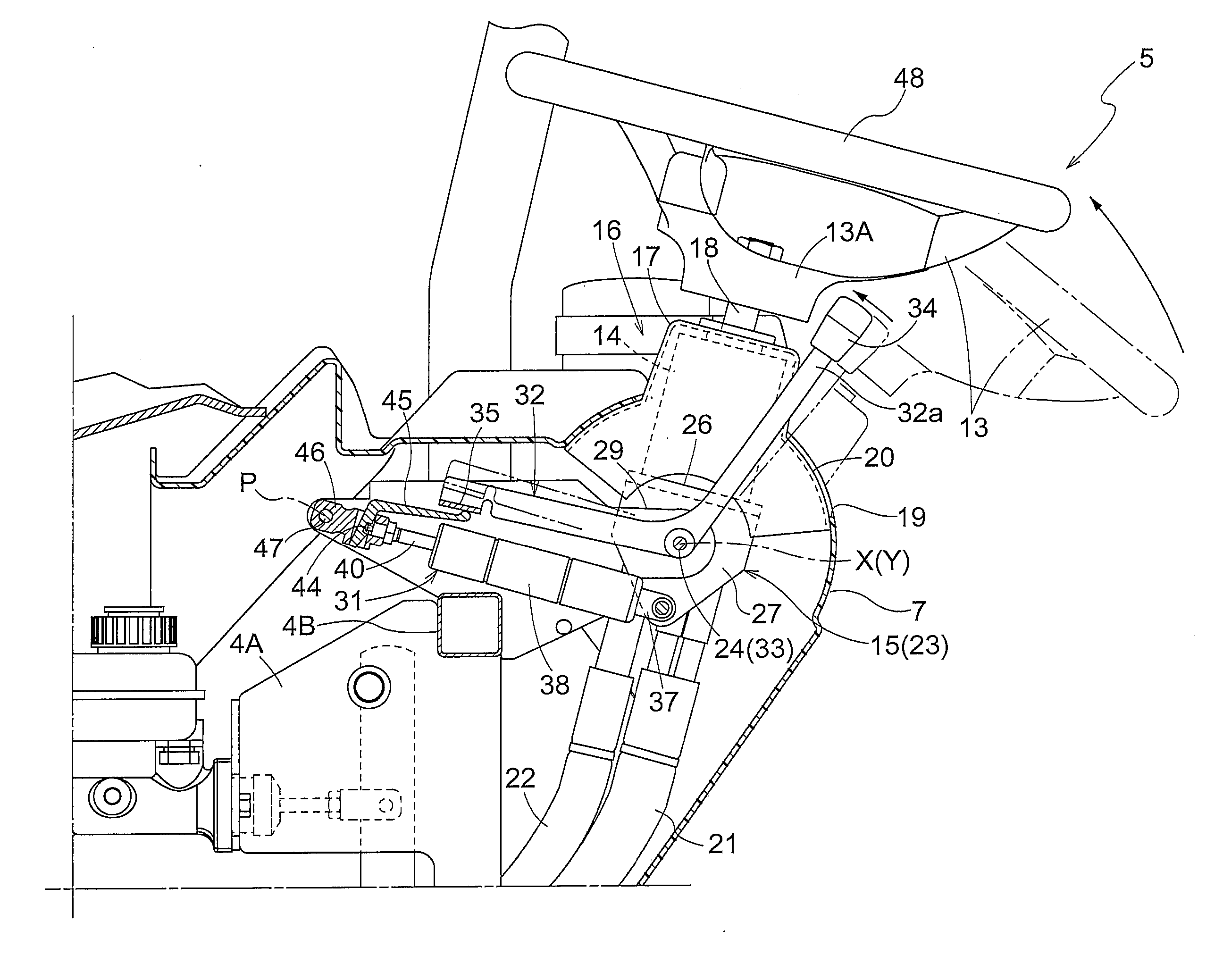 Tiltable Steering Wheel Apparatus for Work Vehicle