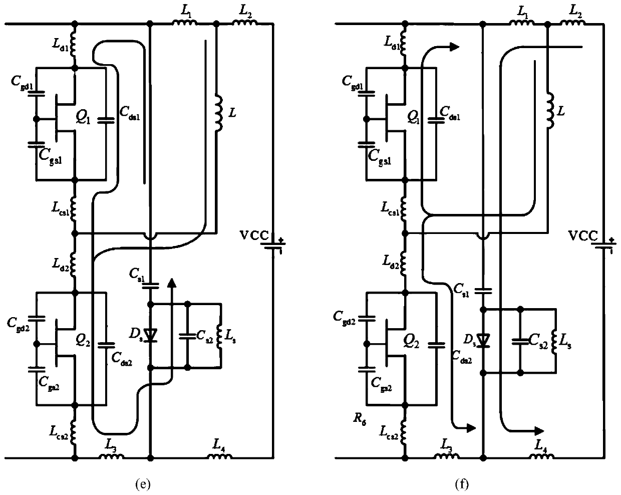 Lossless buffer circuit for suppressing GaN half-bridge module voltage spike and current resonance and test circuit thereof