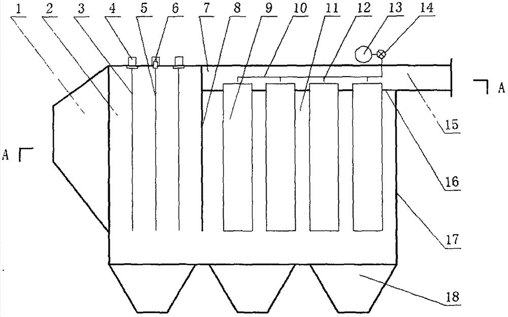 Transverse bipolar electric-bag composite dust collector