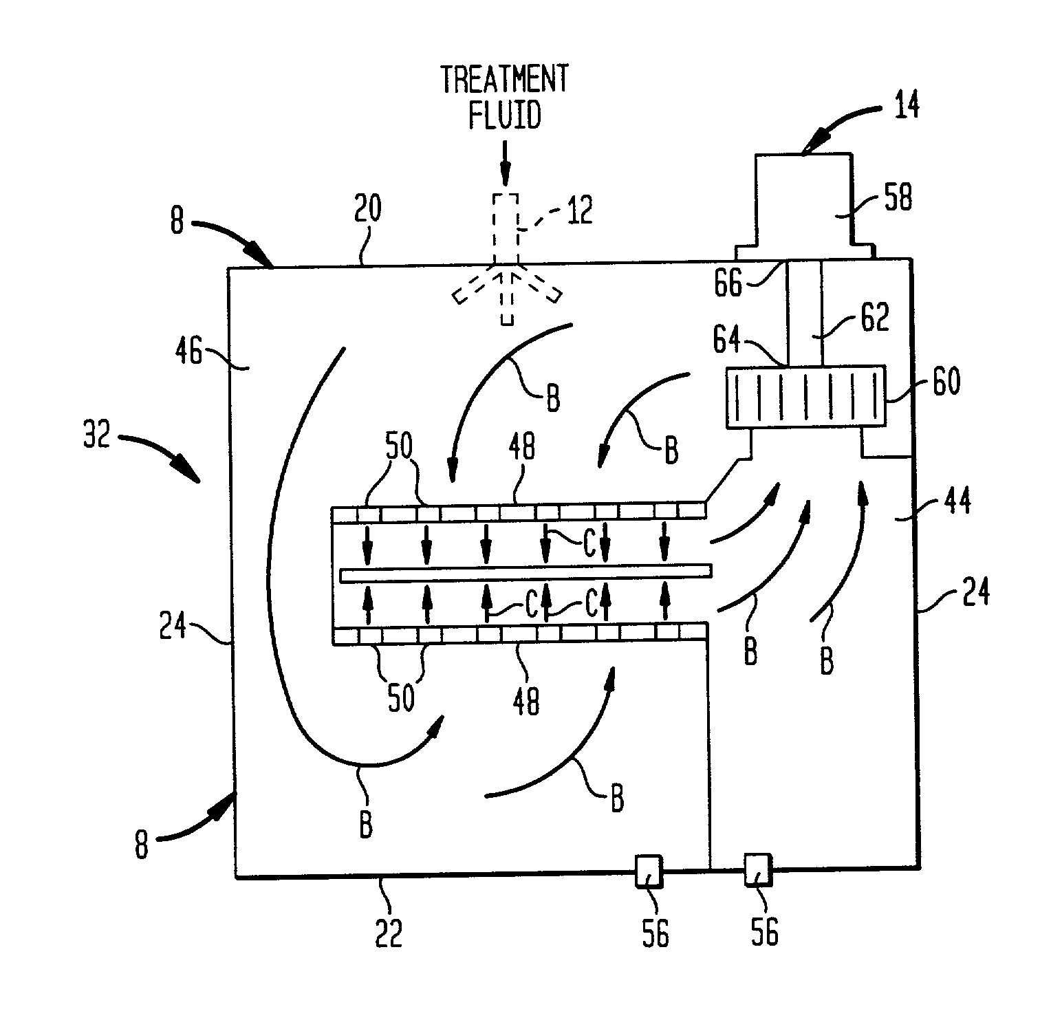 Apparatus and method for providing treatment to a continuous supply of food product by impingement