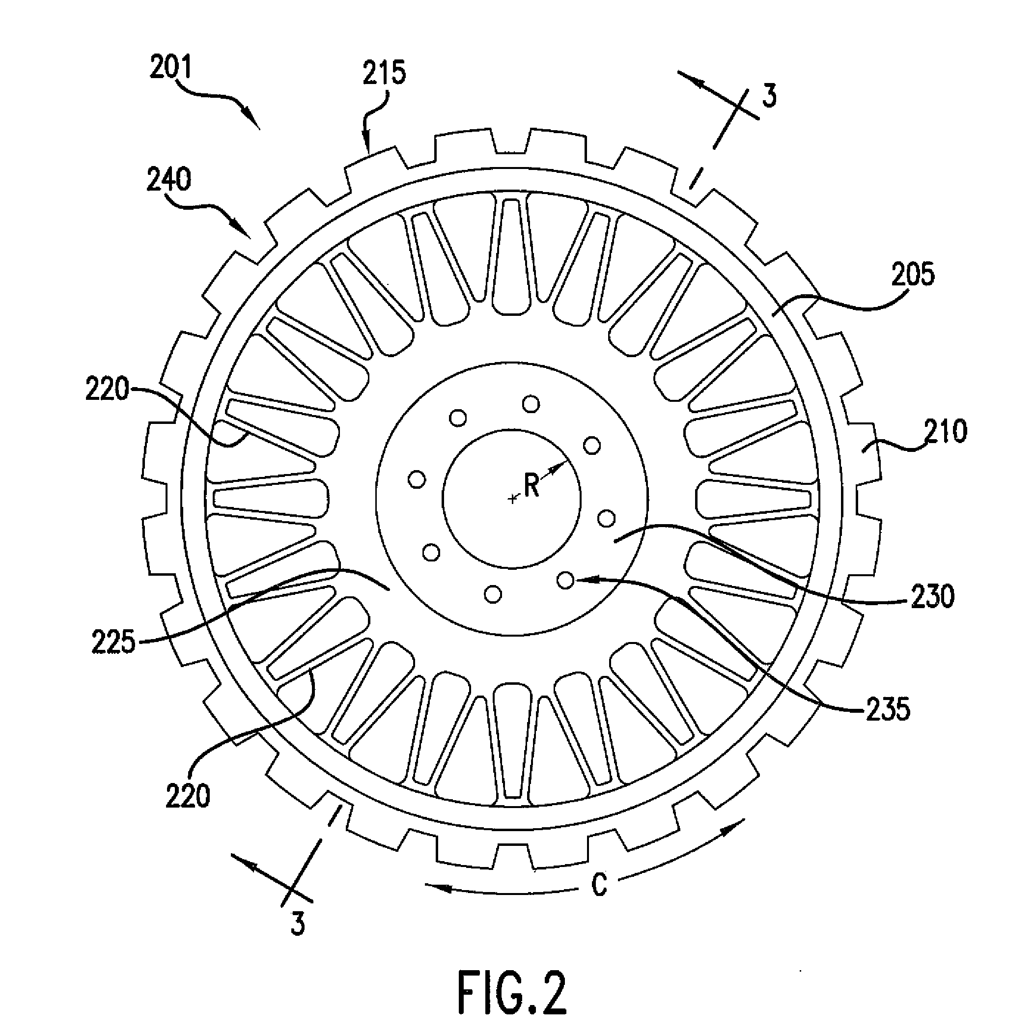 Shear band with interlaced reinforcements