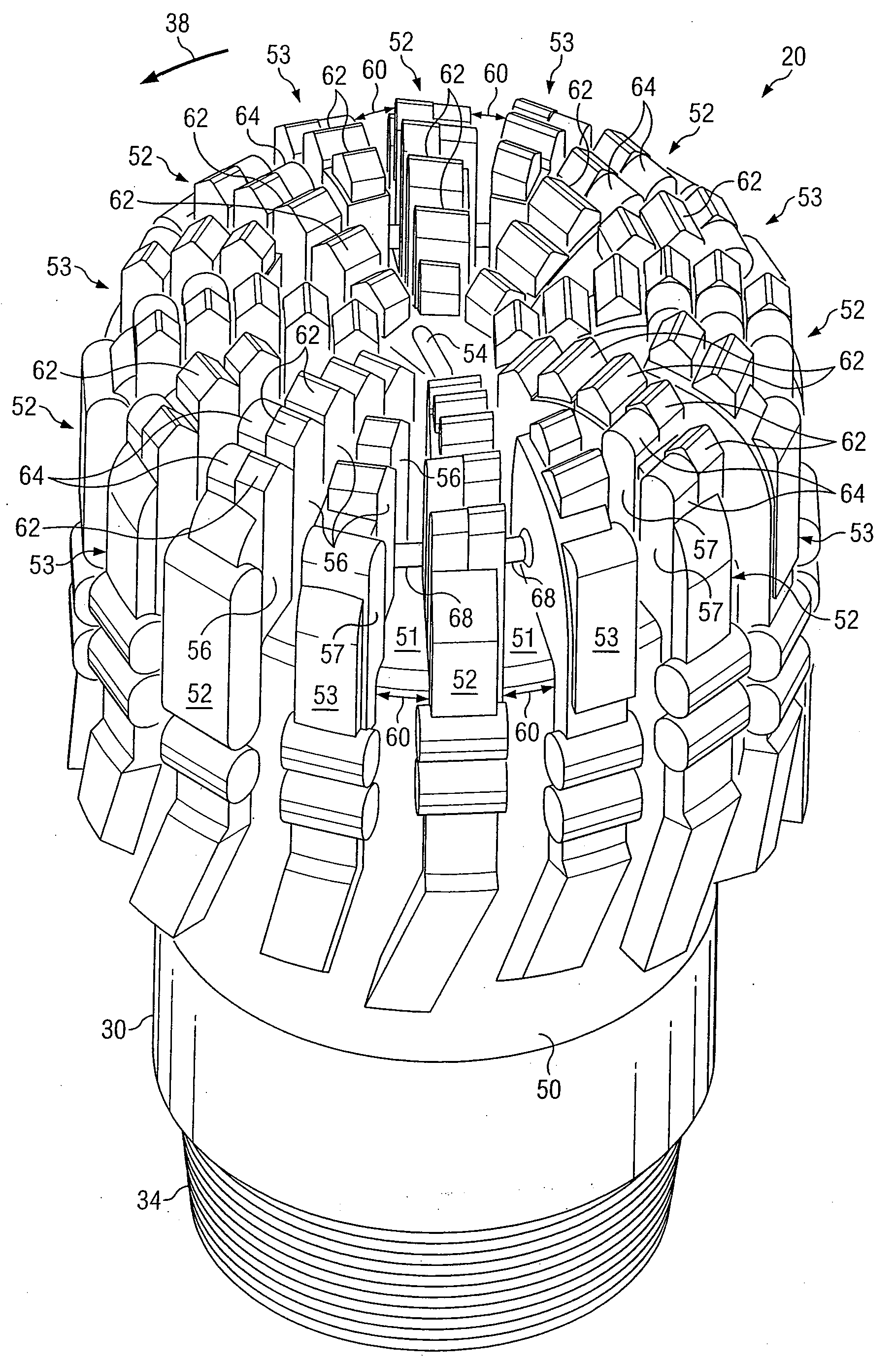 Matrix Drill Bits With Back Raked Cutting Elements