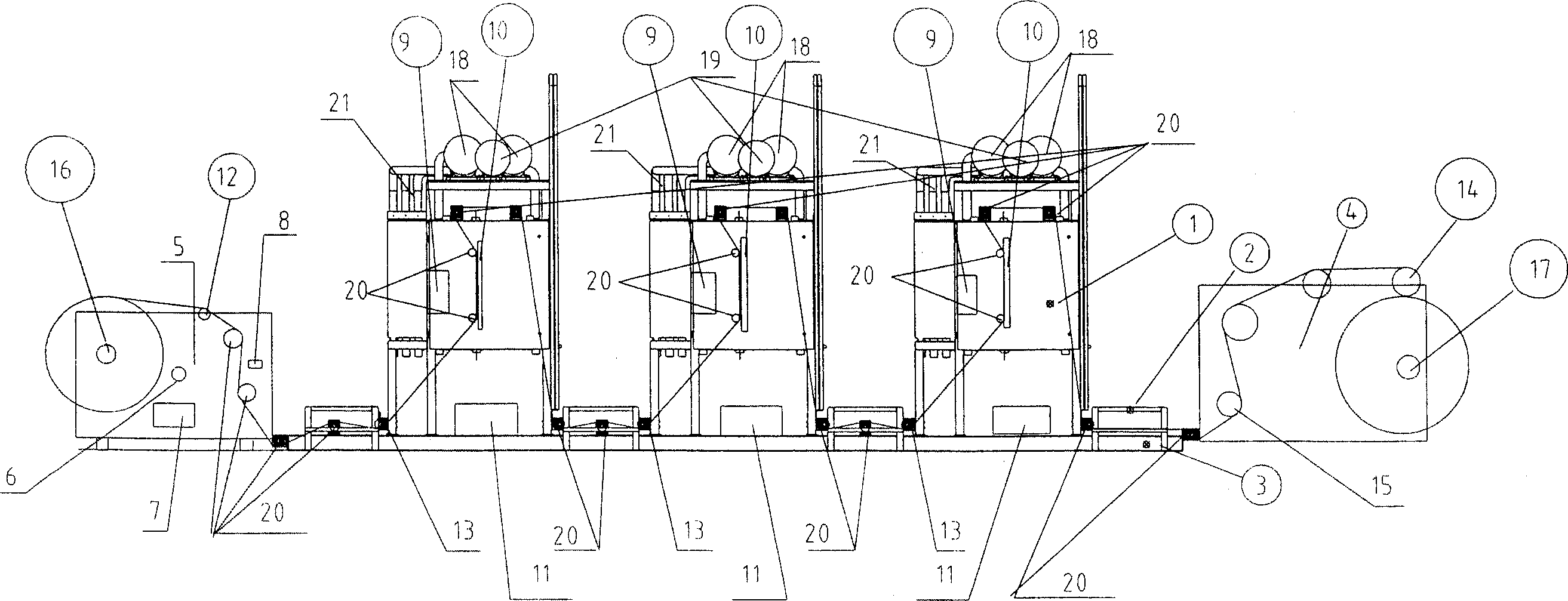 Multiple-unit drilling apparatus for wide breadth thin type base material