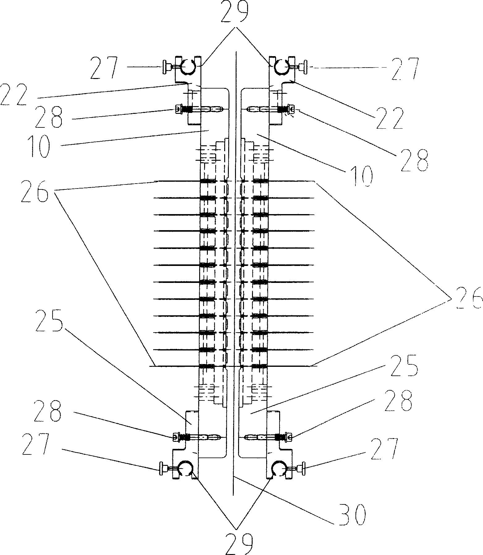 Multiple-unit drilling apparatus for wide breadth thin type base material