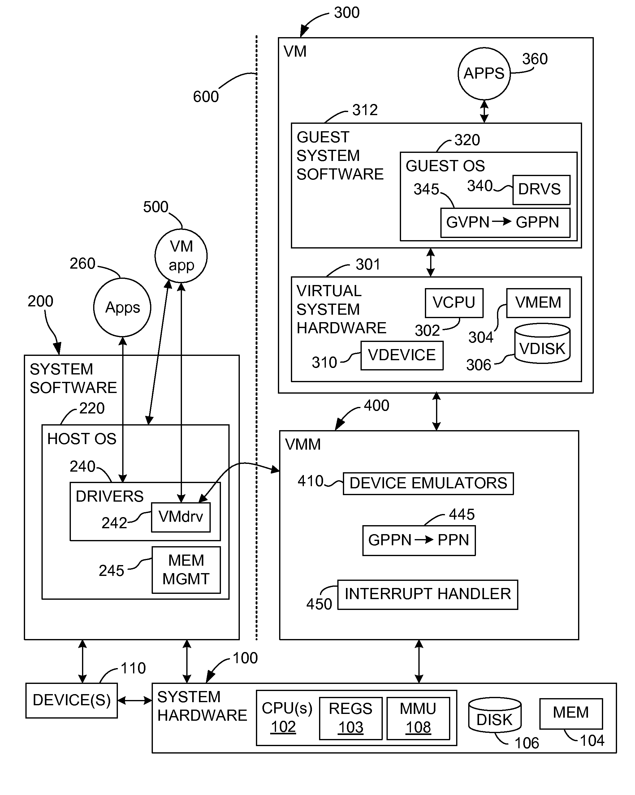 Switching between multiple software entities using different operating modes of a processor