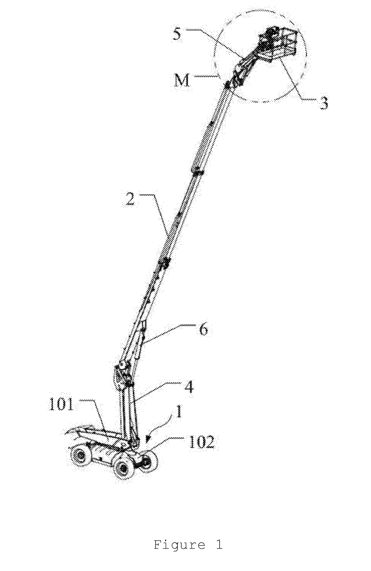 Vehicle with a low gravity center and aerial work platform