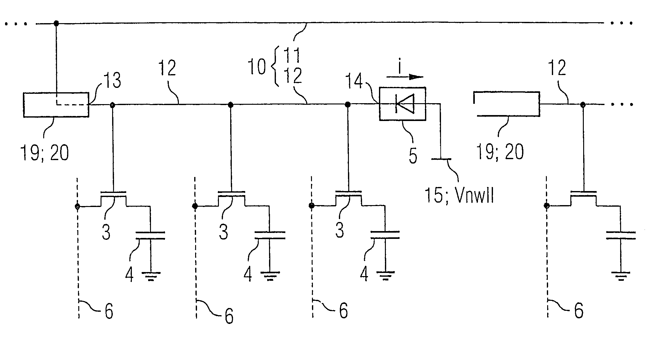 Integrated semiconductor memory comprising at least one word line and comprising a multiplicity of memory cells