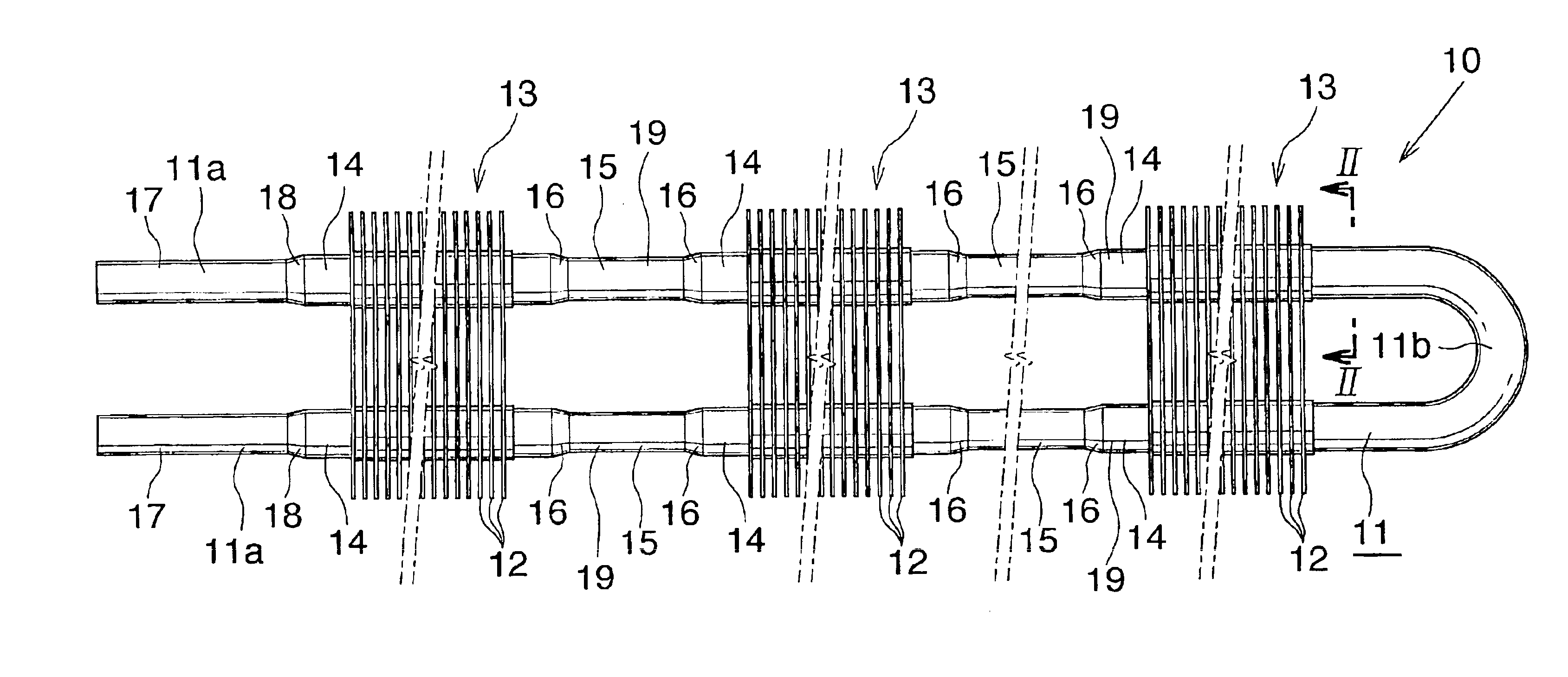 Finned tube for heat exchangers, heat exchanger, process for producing heat exchanger finned tube, and process for fabricating heat exchanger