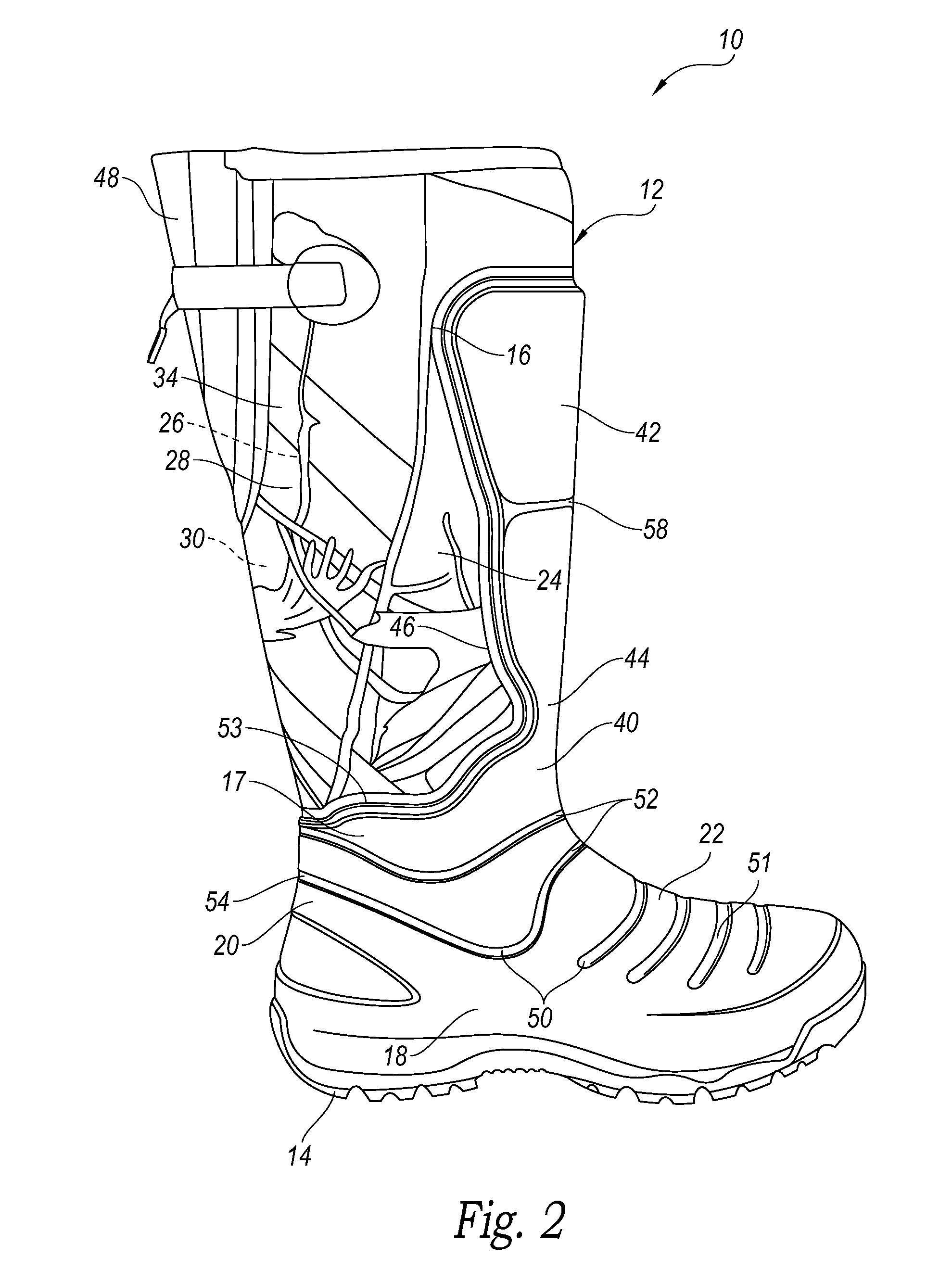 Polyurethane injected boot assembly and associated manufacturing method