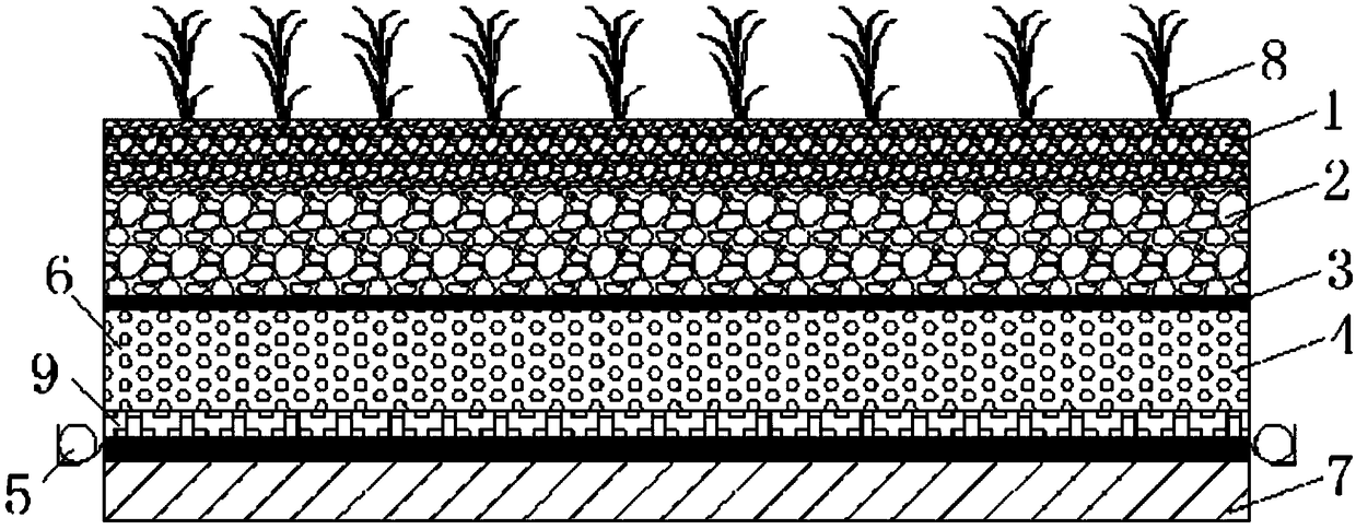 Vegetative sponge type asphalt mixture pavement structure