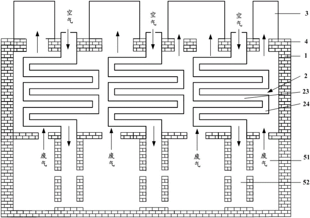 Heat exchanging chamber and coke oven