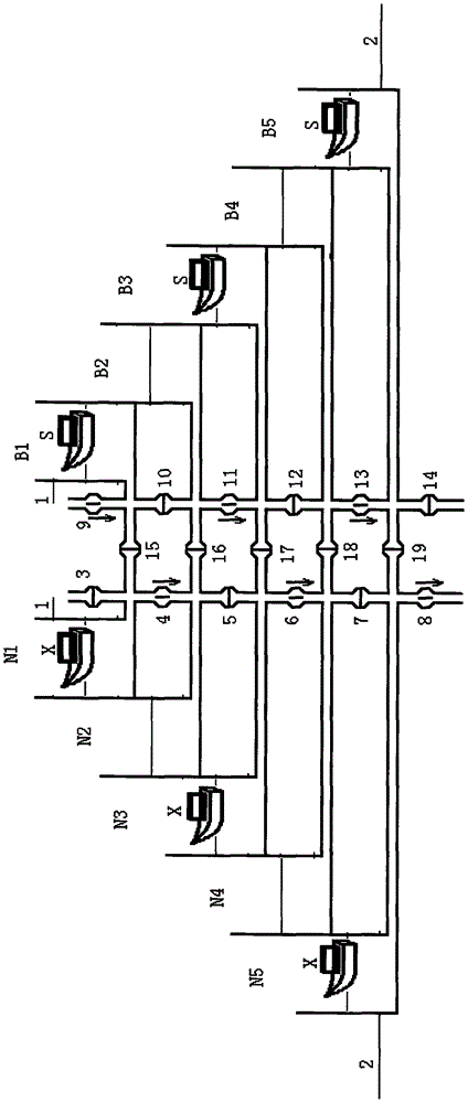 Double-line multistage one-way passing water-saving ship lock