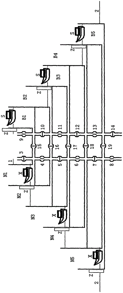 Double-line multistage one-way passing water-saving ship lock