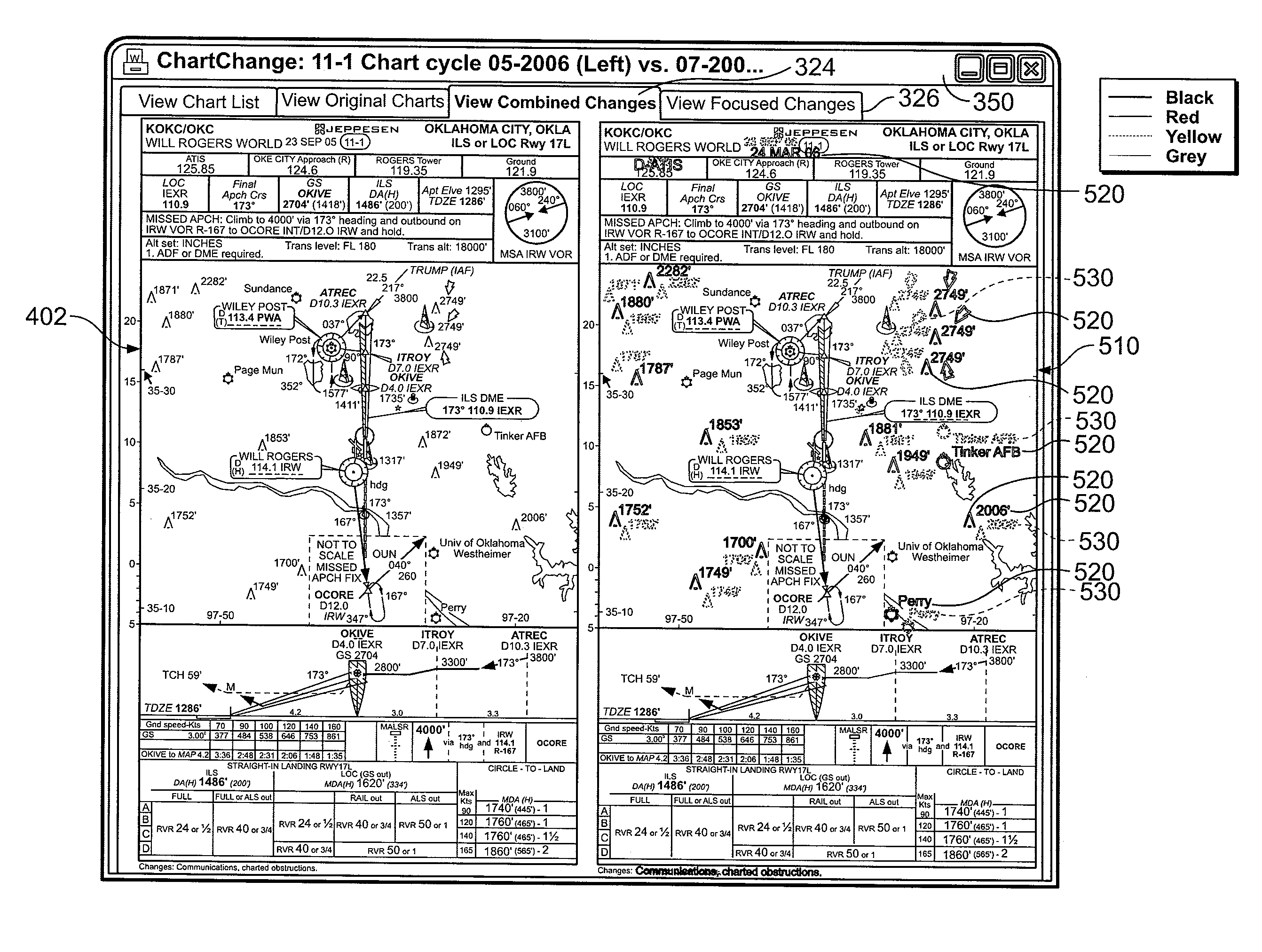 System and method for identifying changes on navigation procedure charts