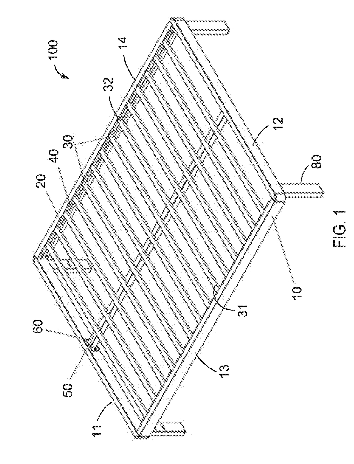 Bed and bed frame having supporting bars coupled by touch fasteners