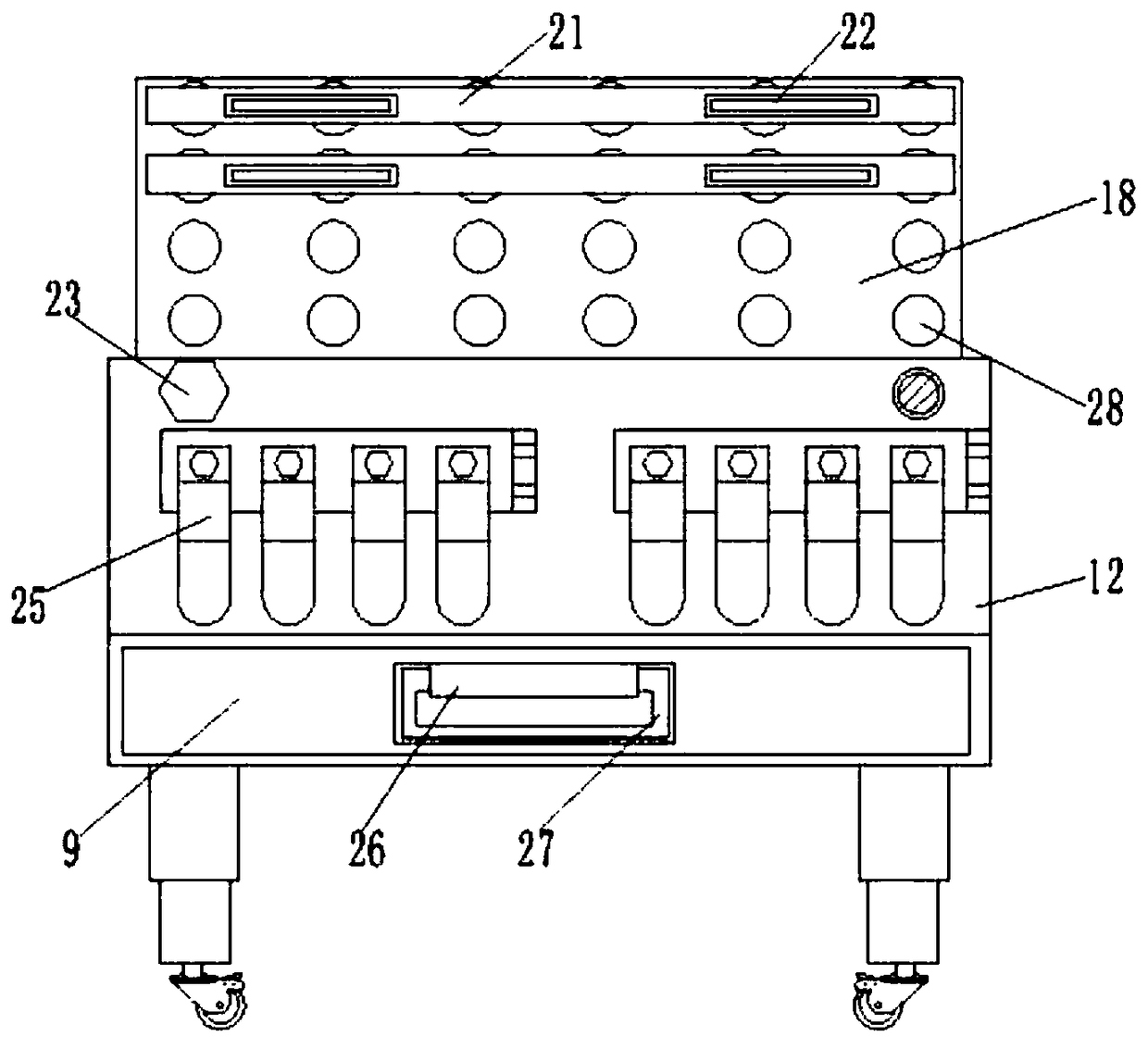 Sunlight drying device capable of going up and down for processing agricultural byproducts