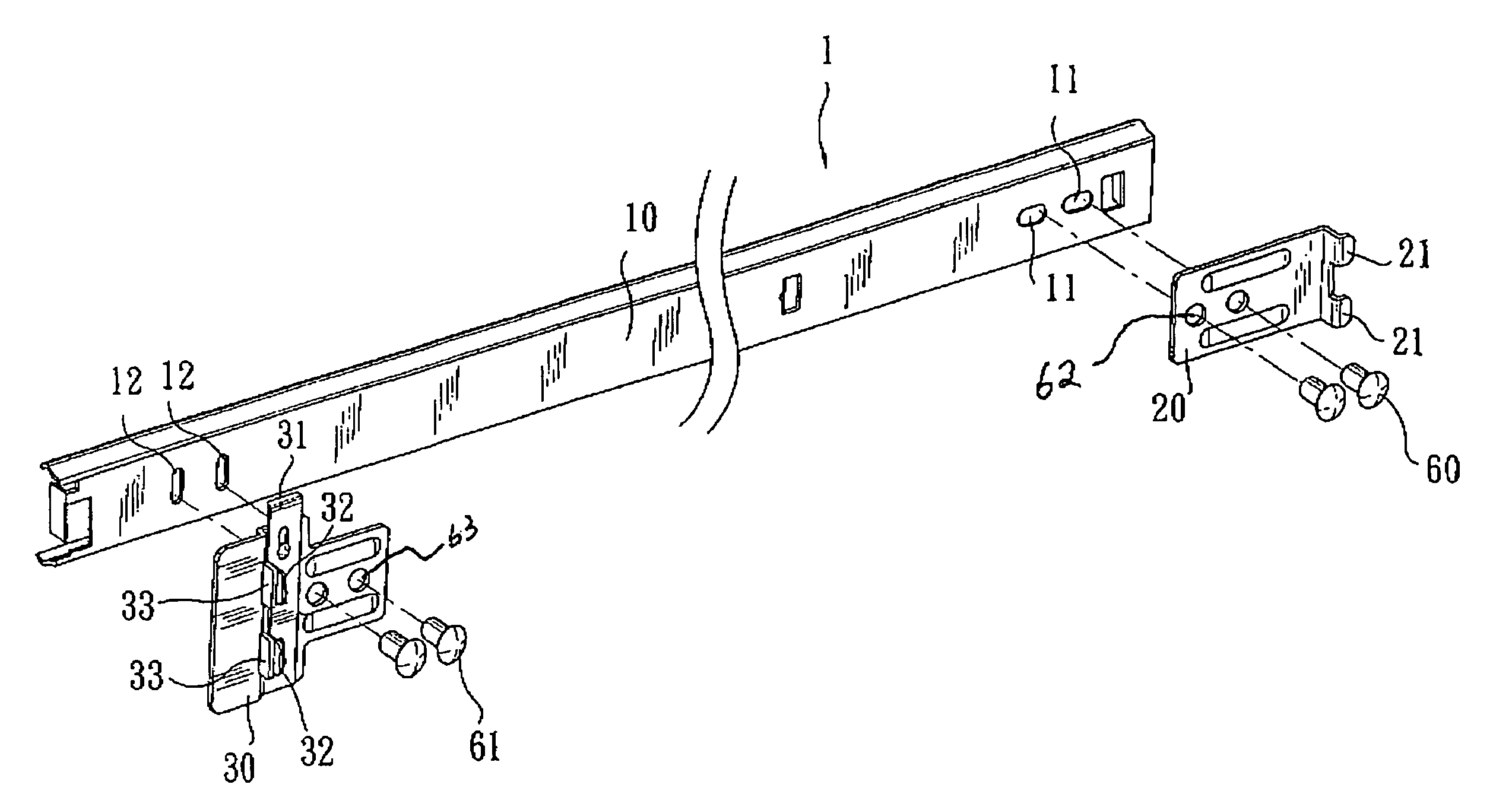 Hook-on type rail