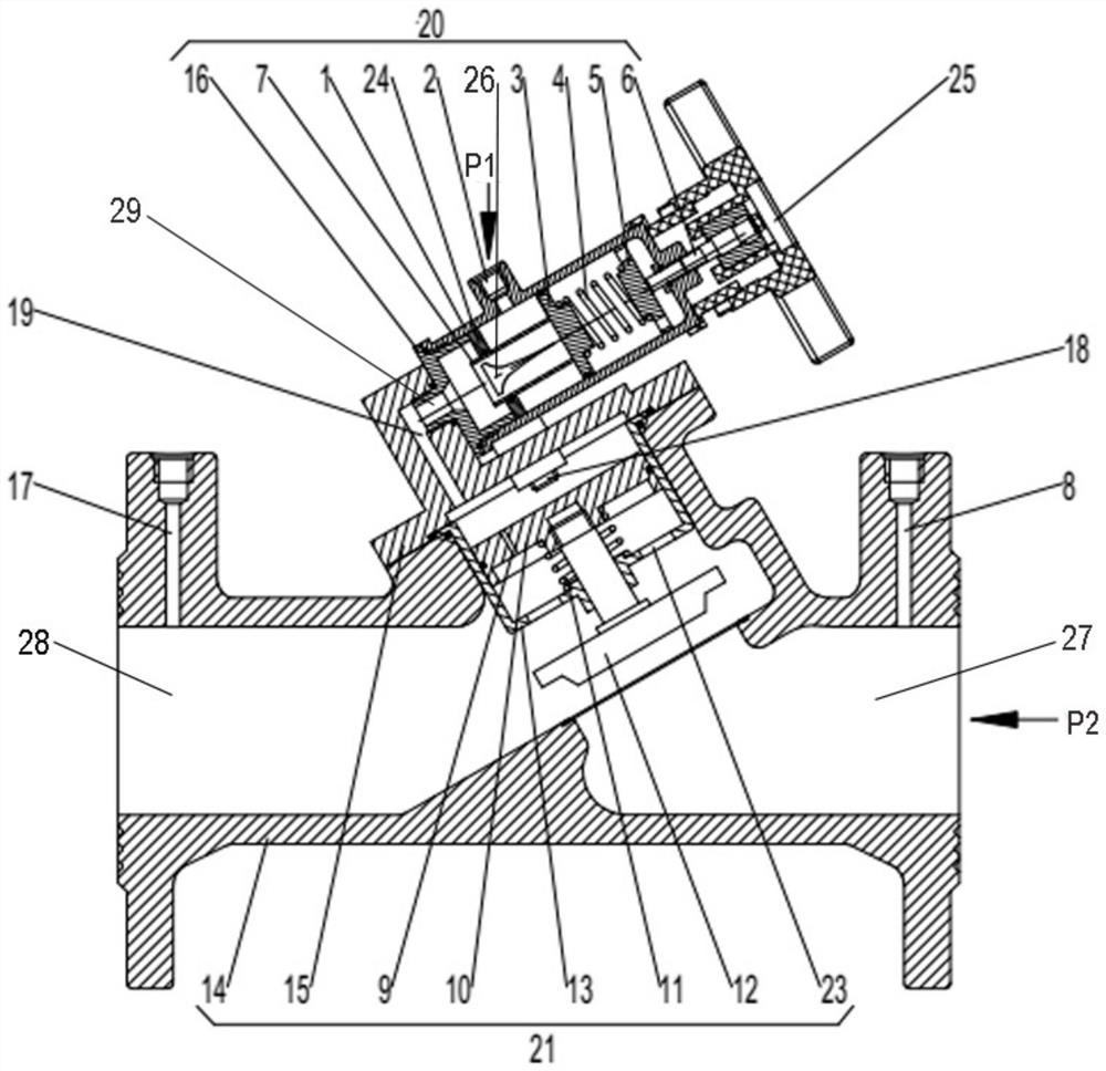 Pilot-type dynamic differential pressure balance valve