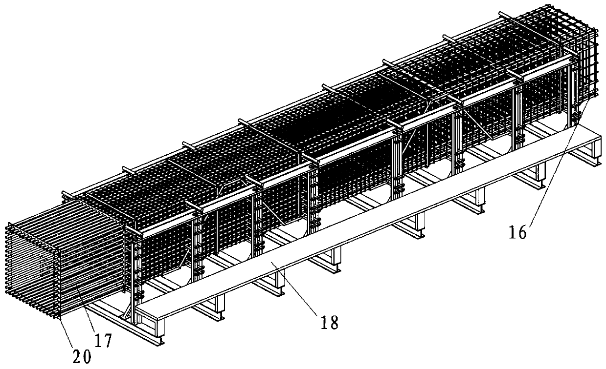 Forming operating mechanism for steel reinforcement cage with protecting layers and method