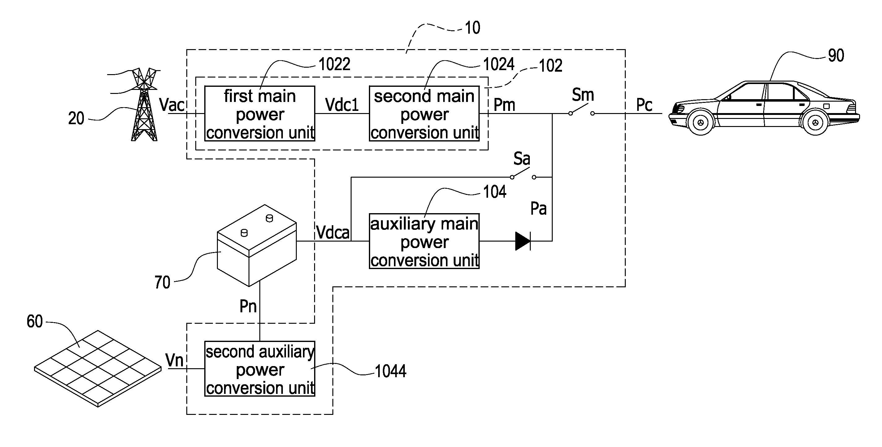 Charging apparatus with dynamical charging power and method of operating the same