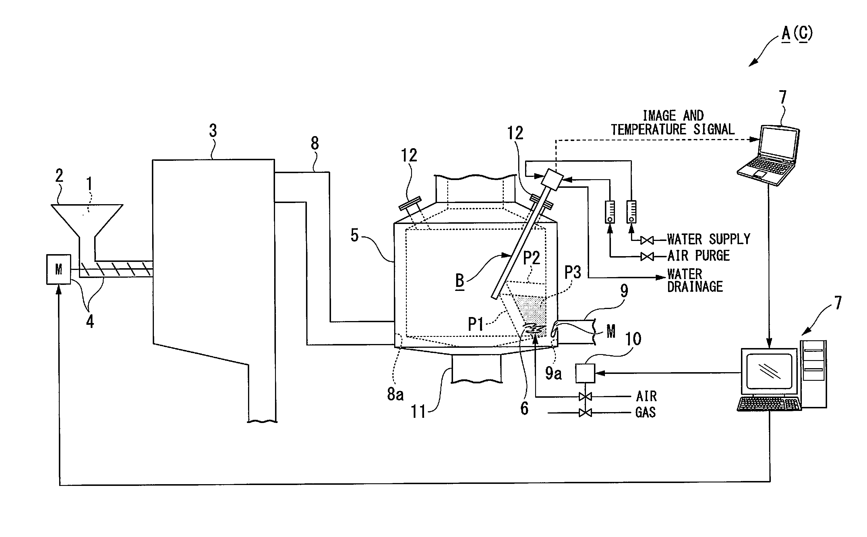 Device for monitoring inside of high-temperature furnace, and system for monitoring inside of high-temperature furnace provided with same