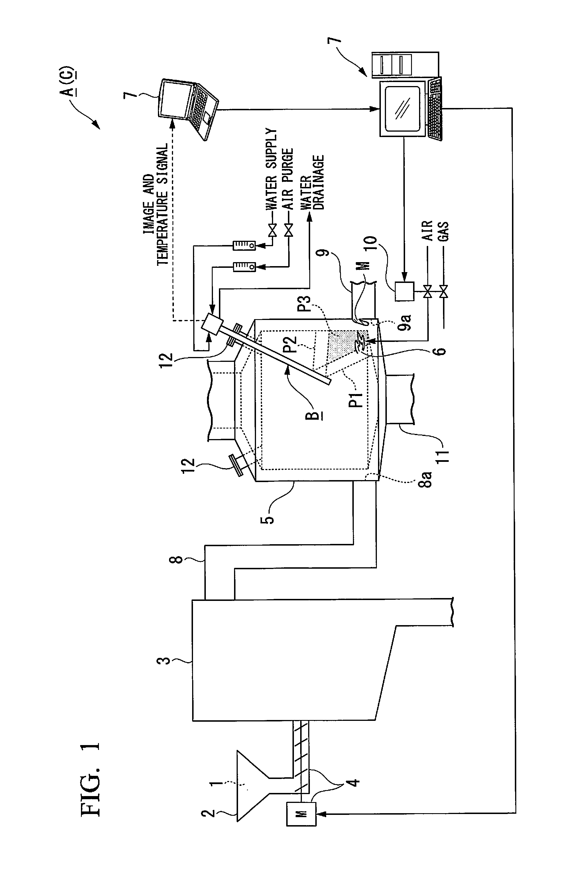 Device for monitoring inside of high-temperature furnace, and system for monitoring inside of high-temperature furnace provided with same