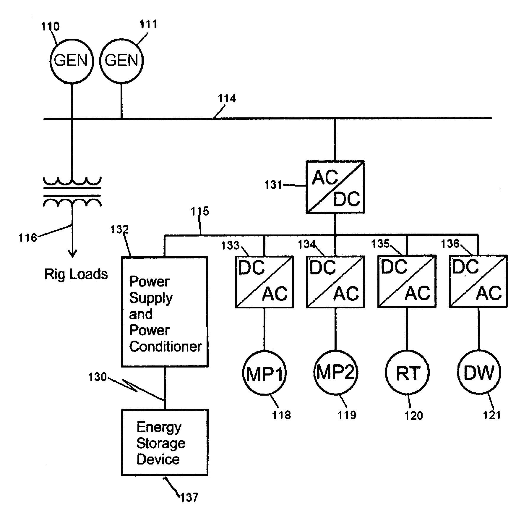 Management system for drilling rig power supply and storage system