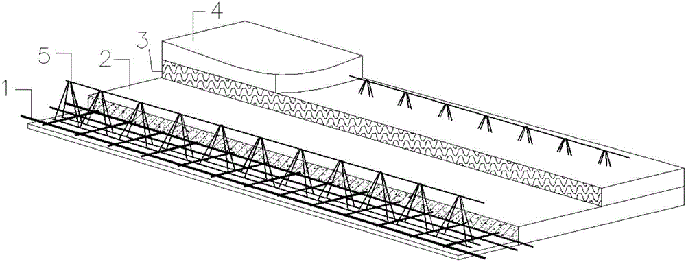 Composite floor slab based on polyphenyl granule fiber concrete sandwich insulation and construction method