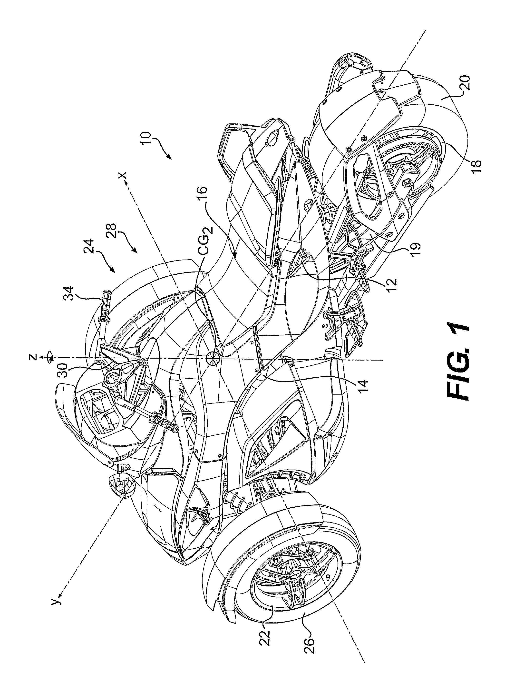 Three-wheel vehicle electronic stability system