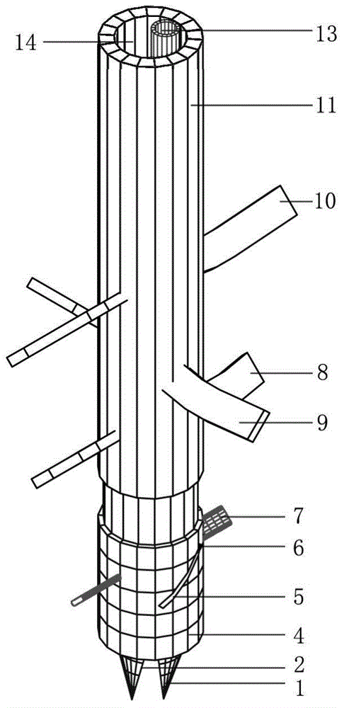 Double-pipeline drill bit for cast-in-place stiffening core composite pile