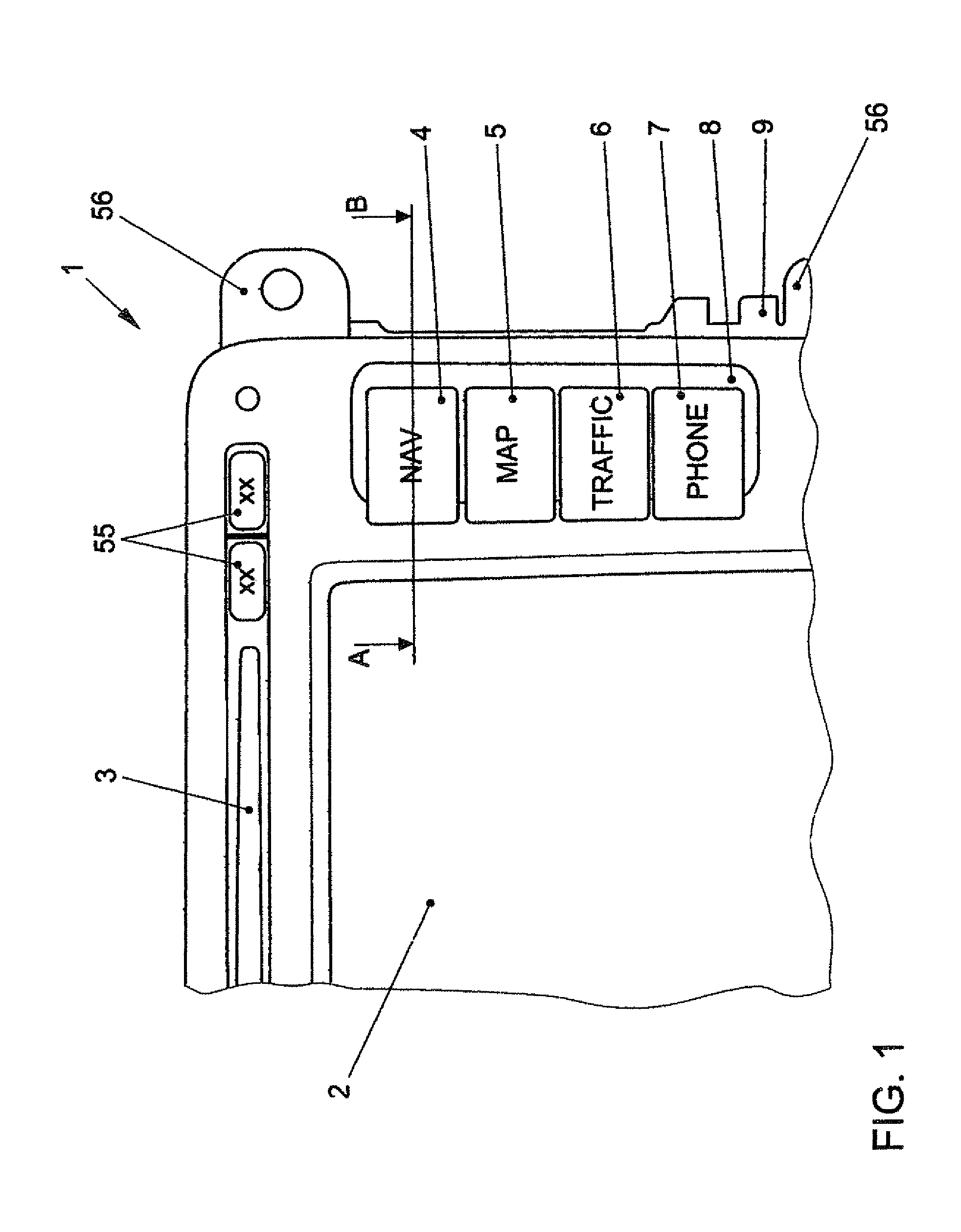 Multifunction display and operating device in a motor vehicle