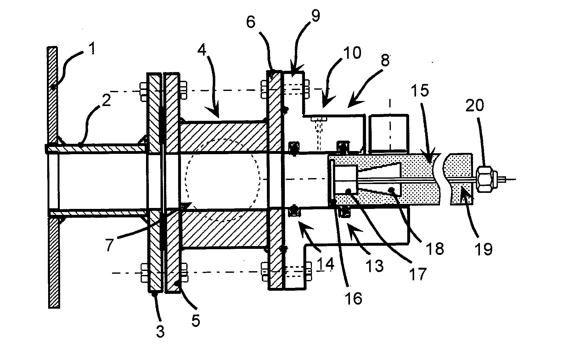 Antenna for detection of partial discharges in a chamber of an electrical instrument