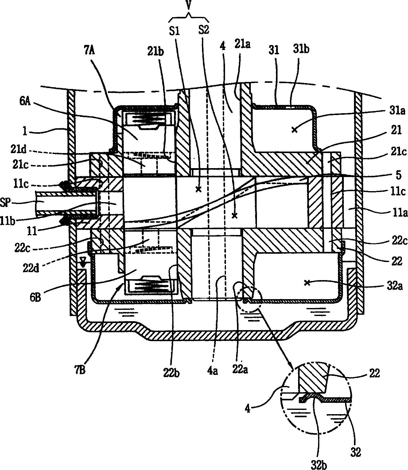 Exhaust gas quide structure of closed compressor