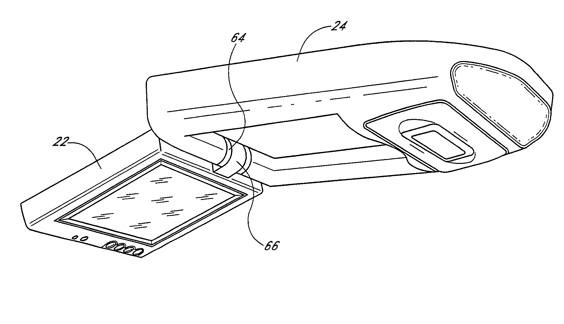 Flat thin screen TV/monitor automotive roof mount