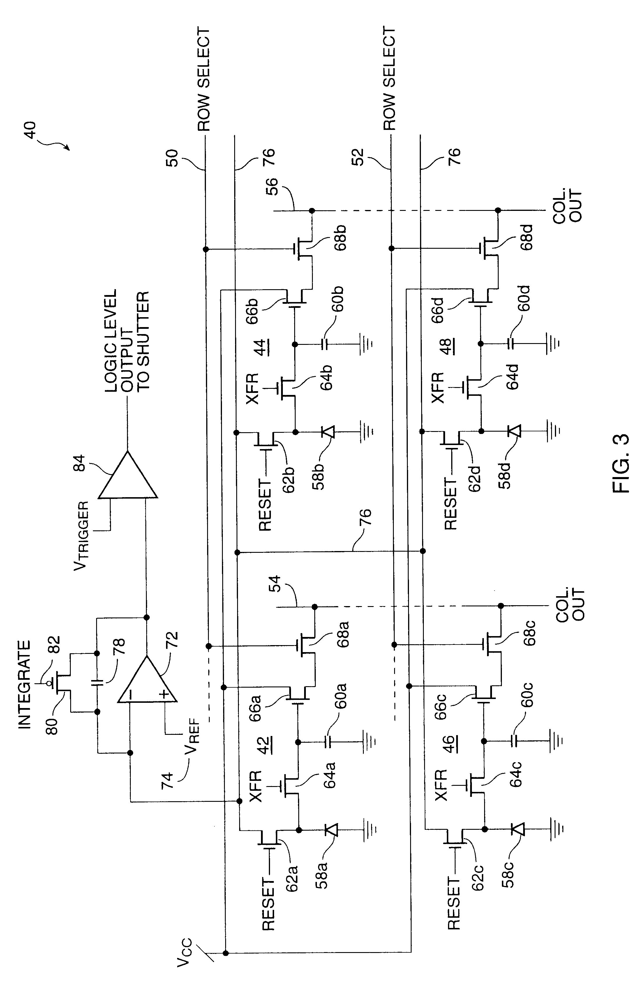 Exposure control in electronic cameras by detecting overflow from active pixels