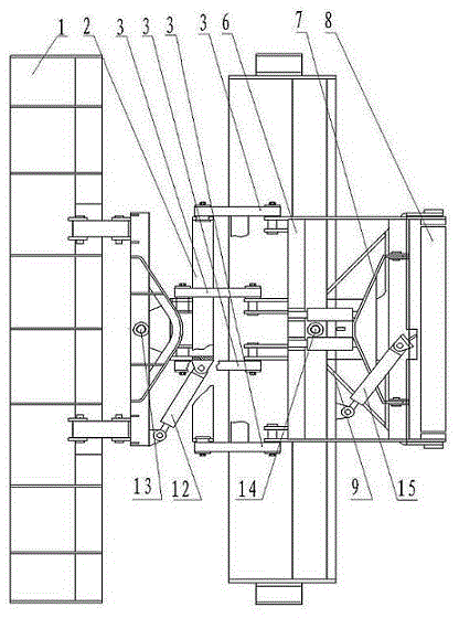 Front combined type snow removing device for snow removing vehicle